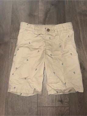 Carter's Cream Shorts with Navy Anchor Embroidery